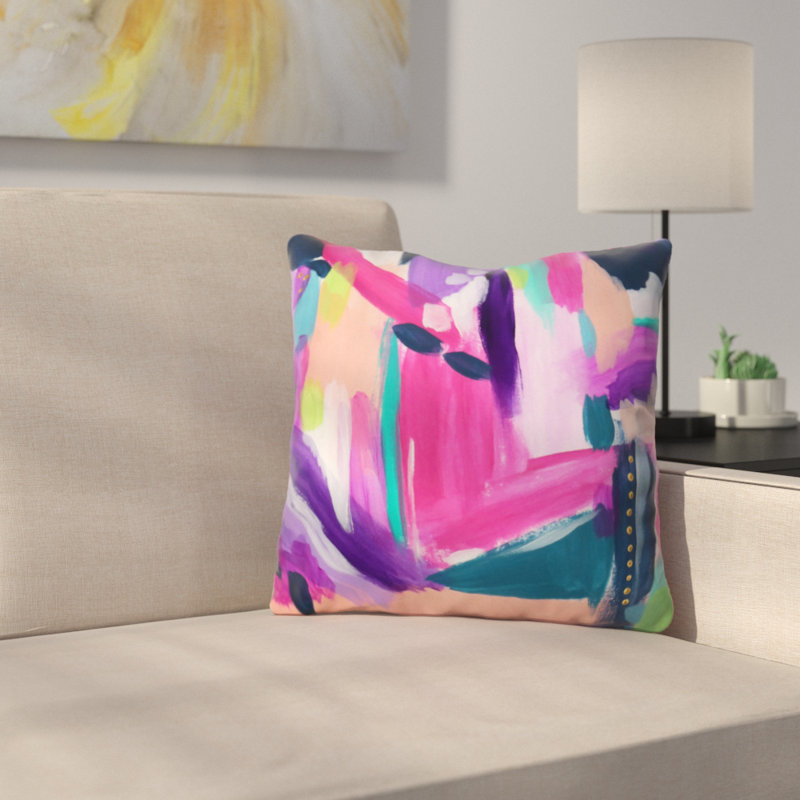 Tulip Abstract Outdoor Throw Pillow, 18" x 18"