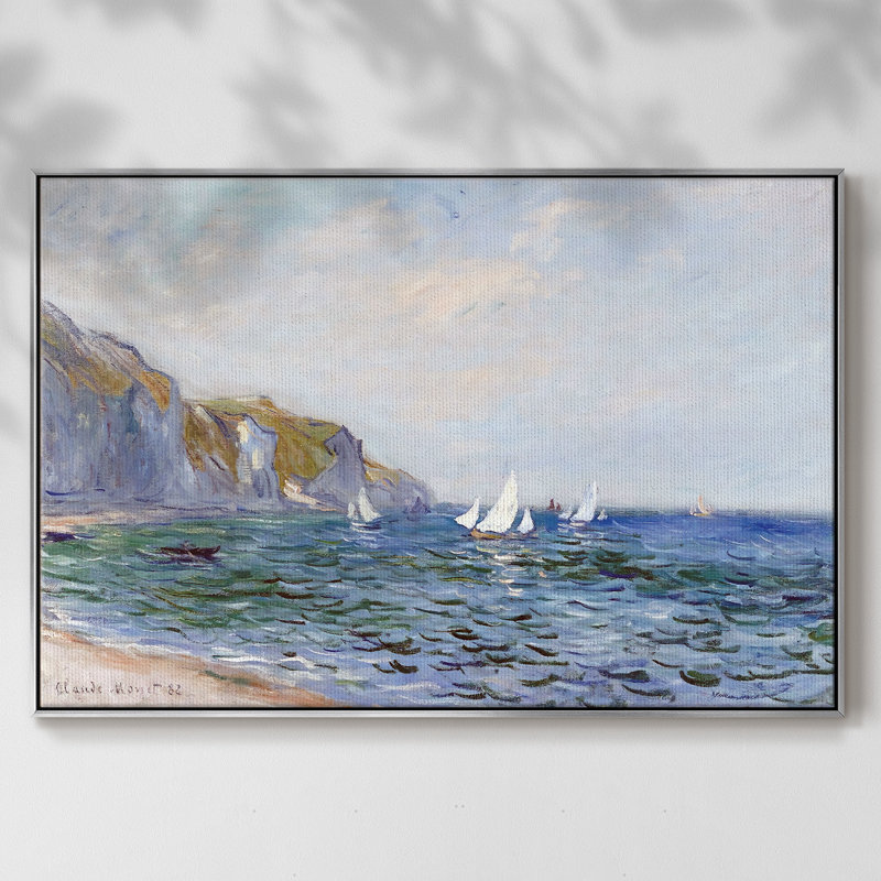 Falaises et voiliers à Pourville, 1882, reproduction d'art sur toile, Argent, H 25 po x l 17 po x P 2 po