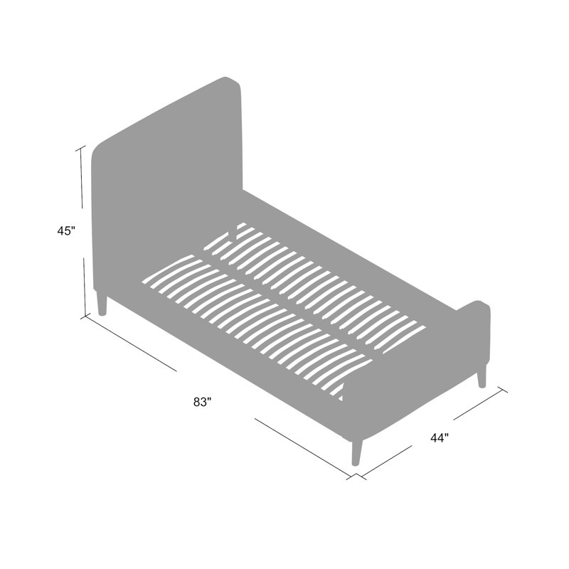 Lit plateforme tapissier Bennett, Double, Gris