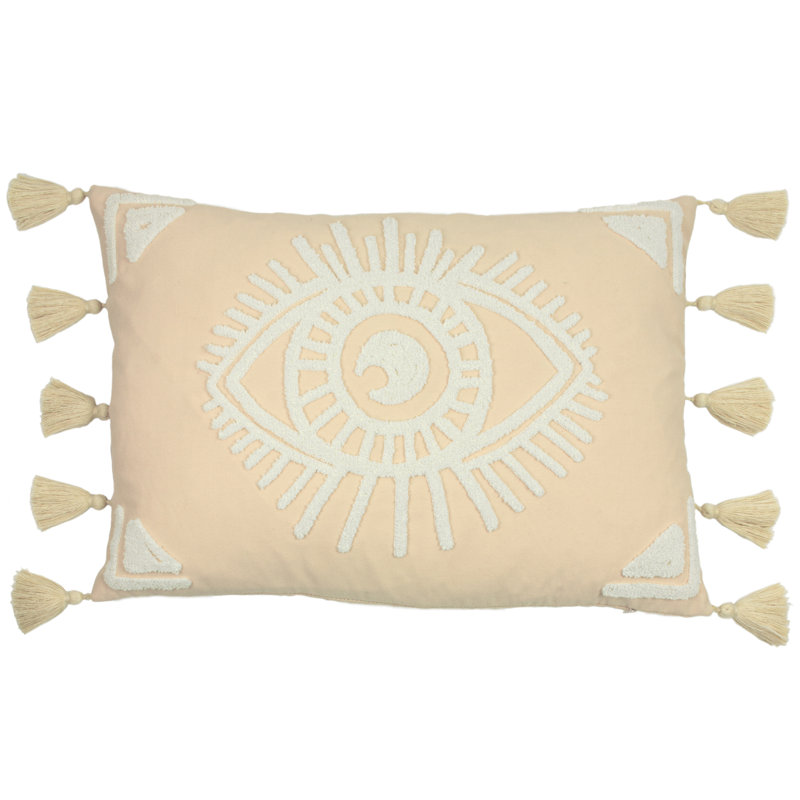 Ashram Geometric Rectangular Lumbar Cushion, Blush/Whie, Feather
