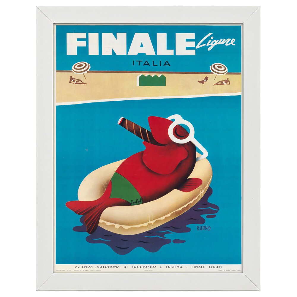 Leinwandbild Vintage Tourist Poster Finale Ligure