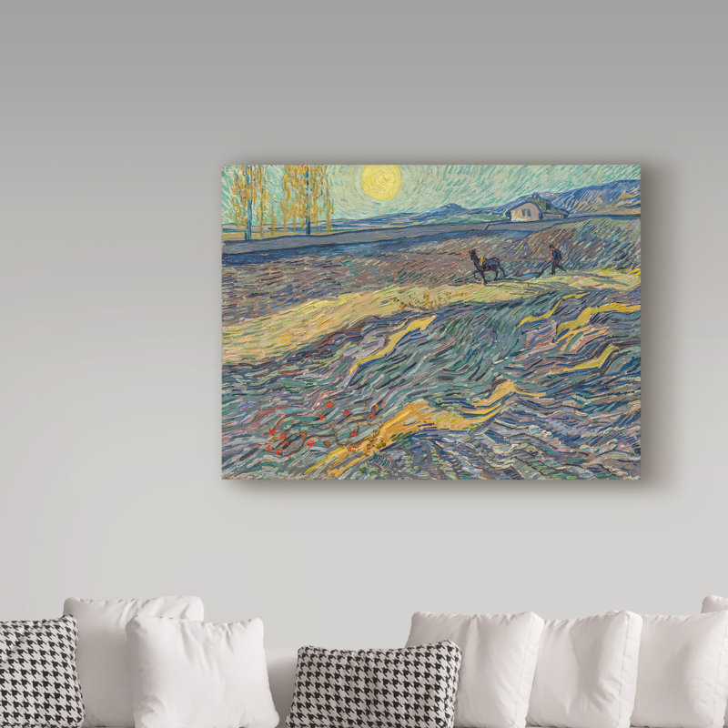 «Farmer in a Field 1889» par Vincent Van Gogh, reproduction sur toile, H 35 po x l 47 po x P 2 po