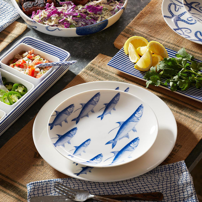 School Of Fish Porcelain Salad/Dessert Plate