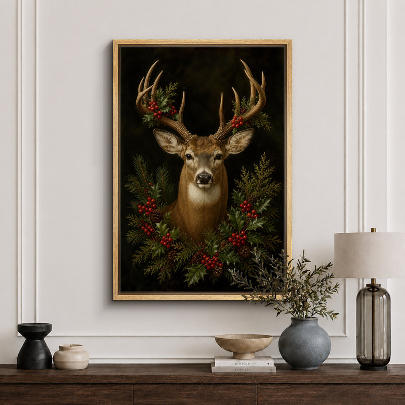 Illustration de cerf de Noël festif, photos de chambre à coucher, impression sur toile encadrée, impression numérique