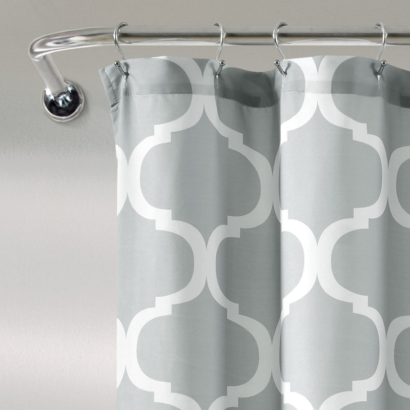 Light Gray Geometric Trellis Fabric Shower Curtain