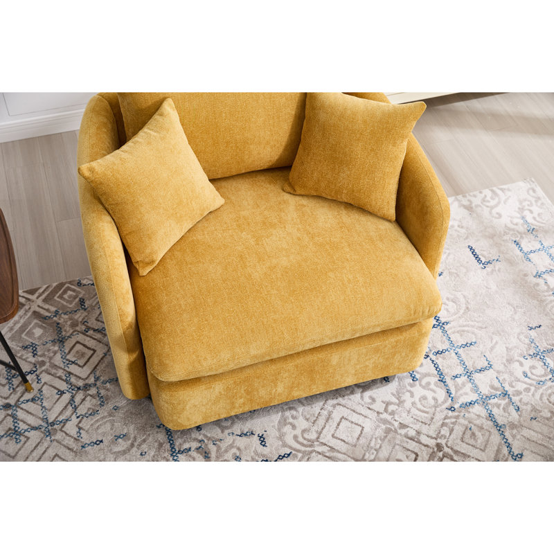 Fauteuil d'appoint pivotant avec repose-pieds, Yellow