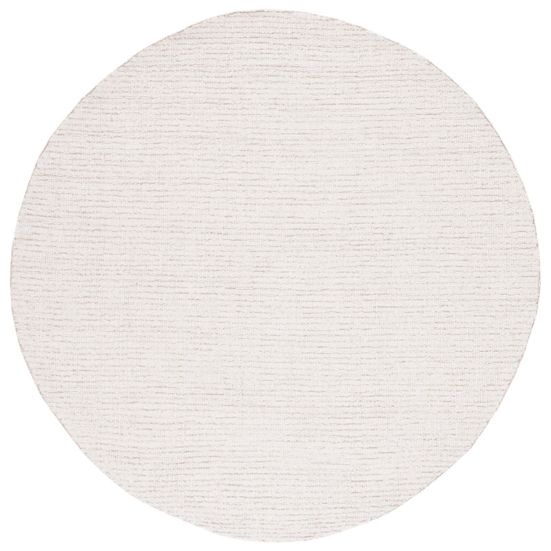 Armina Handmade Tufted Wool Ivory/Beige Area Rug, Round 12'