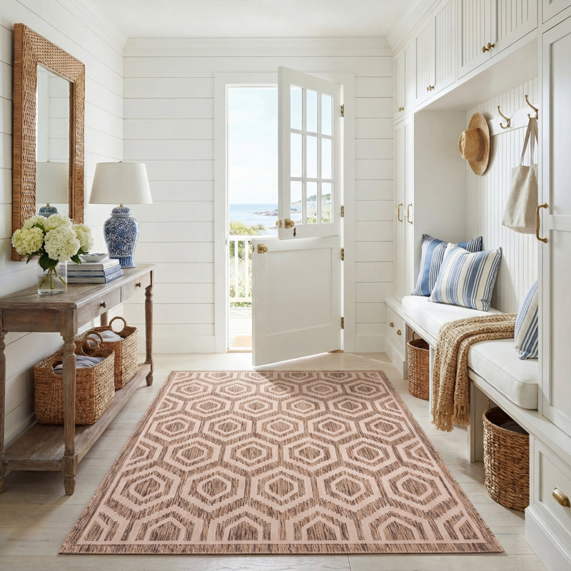 Tapis d'intérieur / extérieur à motif géométrique Deedrick, Rectangle 5 pi 3 po x 7 pi 7 po
