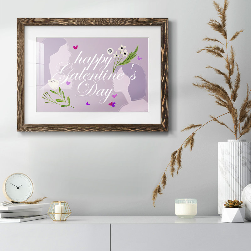 «Happy Galentine's Day Collection A», peinture à cadre unique, Noyer, H 14 po x l 20 po x P 1,5 po