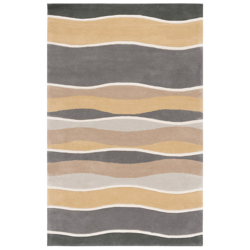 Steuart Abstract Handmade Tufted Grey/Gold Area Rug, Rectangle 2' x 3'