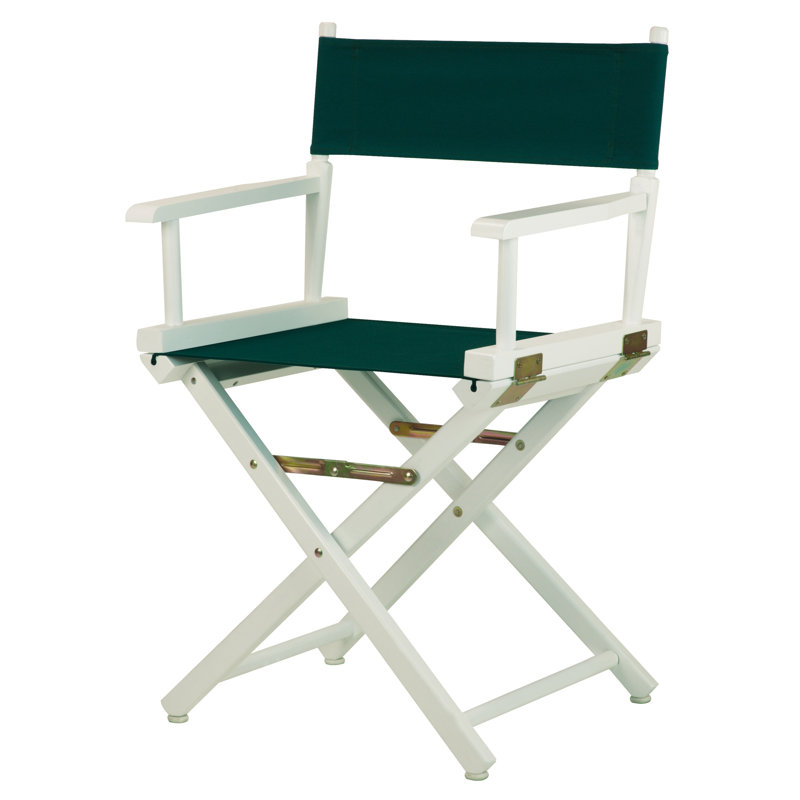 18" Folding Director Chair, Hunter Green, White