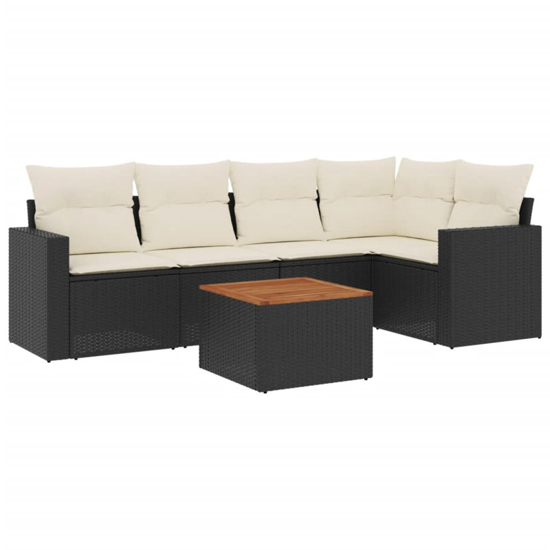 Ensemble de canapé de jardin Vidaxl noir, blanc crème