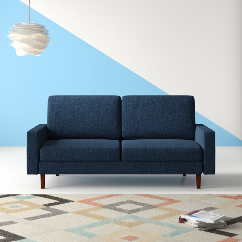 Canapé à accoudoirs carrés de 70 po, Bleu foncé