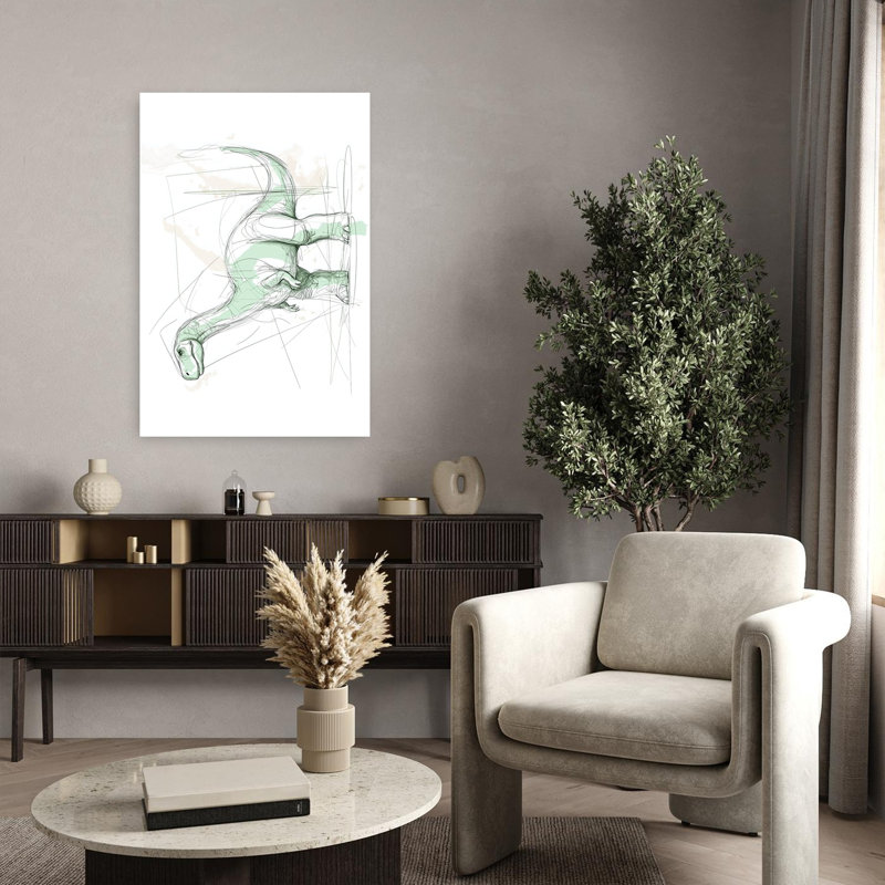 Green Dinosaur Sketch Contemporary Animal Wall Art Print by Mathieu - Wrapped Canvas Print, 91.44cm H x 60.96cm W
