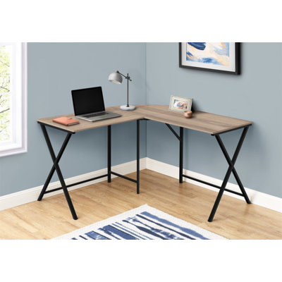 Bureau d'ordinateur, bureau personnel, coin, L 55 po, forme en L, travail, ordinateur portable, métal stratifié, contemporain, moderne