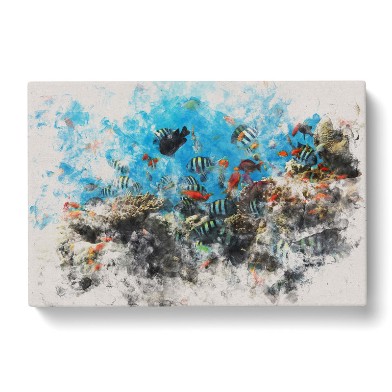 Coral Reef And Fish Vol.2 Watercolour - Wrapped Canvas, 35cm H x 50cm W x 3cm D