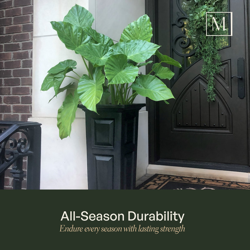 White Tall Resin Outdoor Planter with Self-Watering System