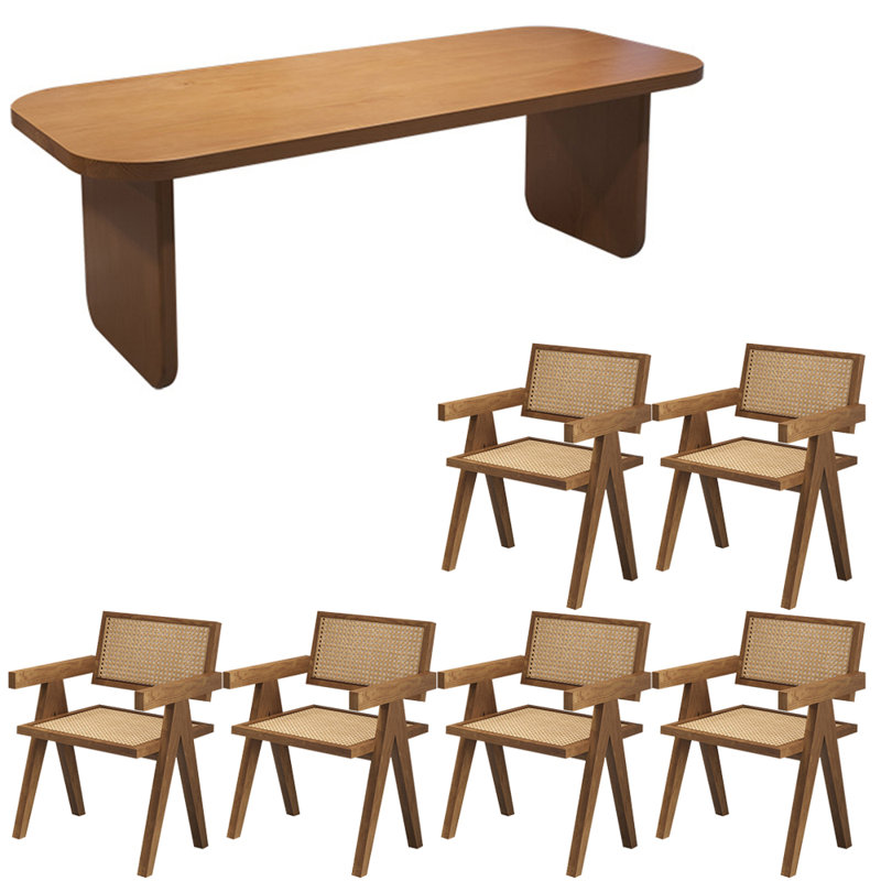 Ensemble de table à manger moderne et simple en bois massif., 7, H 29,50 po x L 62,90 po x l 27,50 po