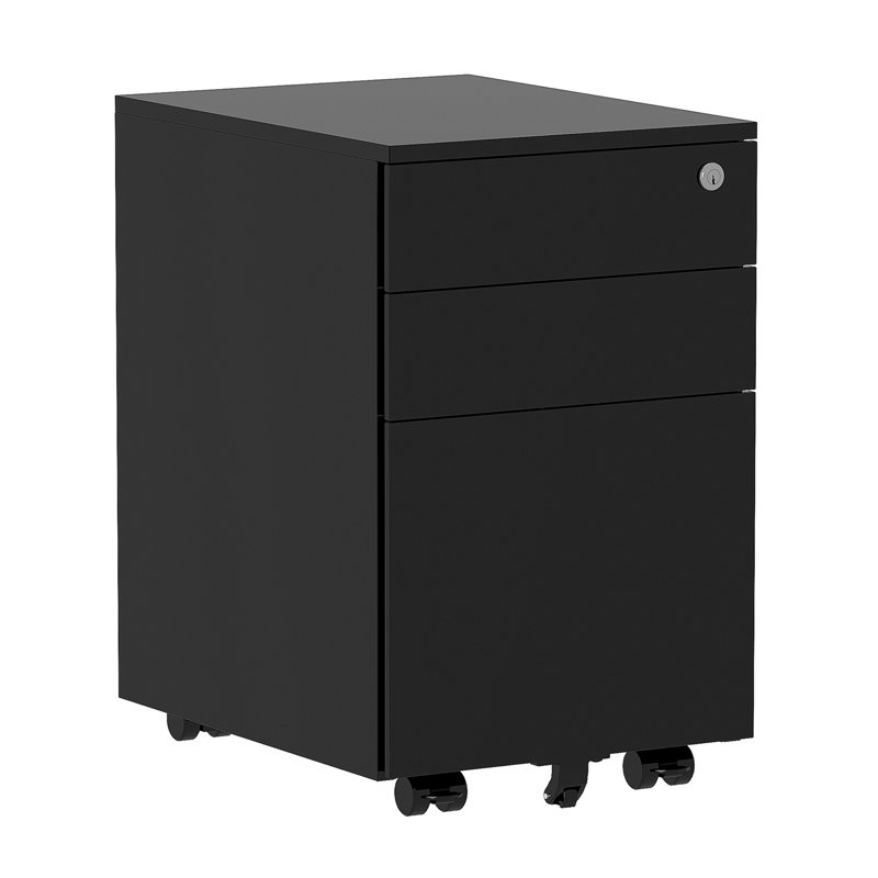 Darchell 14.8'' Wide 3 -Drawer Mobile File Cabinet, Black