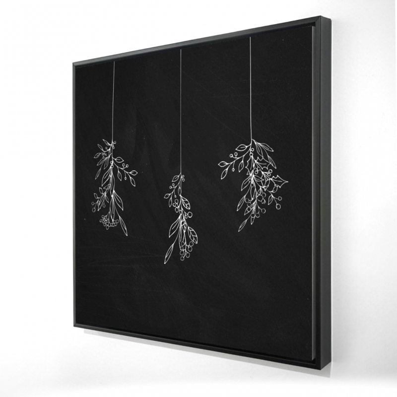 Toile «Mistletoe Holiday» | Décoration de salle de bain blanche encadrée, H 25,25 po x l 25,25 po