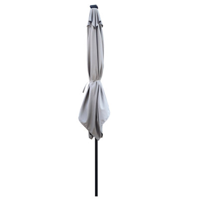Square 2.5X2.5M Outdoor Patio Umbrella Solar Powered LED Lighted Sun Shade Market Waterproof 8 Ribs Umbrella With Crank And Cross Base For Garden Deck Backyard Pool Shade Outside Deck Swimming Pool