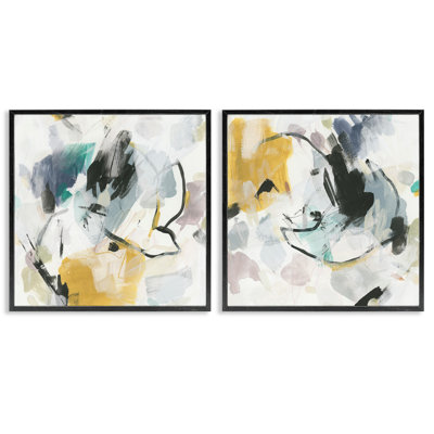 «Black and Yellow Abstract» Splash 2 PC, estampe numérique par June Erica Vess