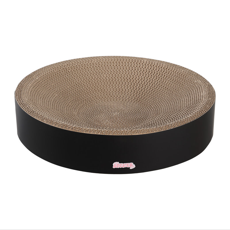 Nelson 20.13" Modern Cardboard Round Bowl Cat Scratcher with Catnip, Black