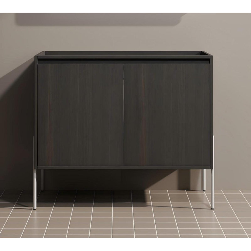 Base de meuble-lavabo autoportant 36 po, armoire de rangement moderne avec portes à fermeture douce, support en bois sans évier, chêne foncé
