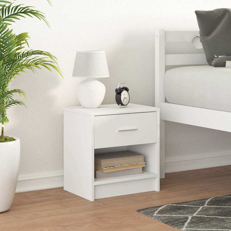 Bedside Cabinets With Drawer, White, 2
