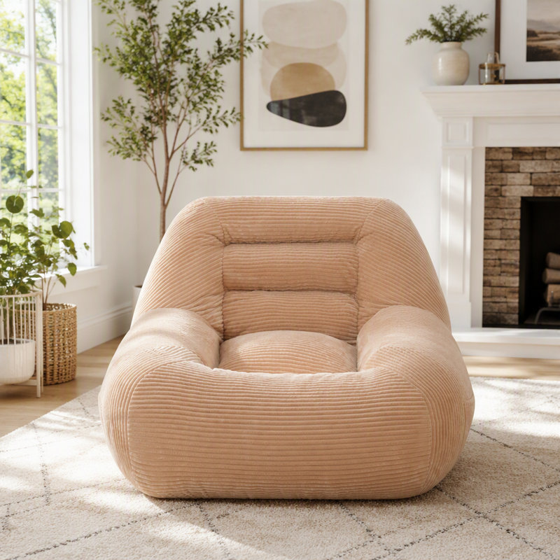 Fauteuil à billes en velours côtelé, mini canapé Fluffy Cloud, sans assemblage, Tissu rose