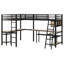 Metal Loft Bed with LED Lighting, Dual Desks, Storage Shelves & 2 Charging Stations