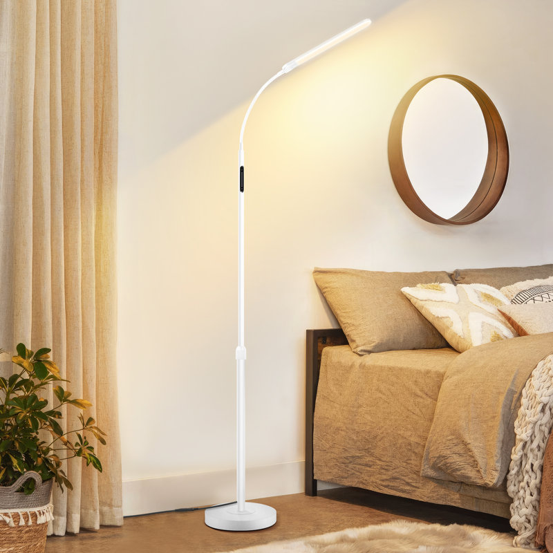 Loudean 72.8' Dimmable LED Floor Lamp with Remote Control, Adjustable Reading Floor Lamp, White