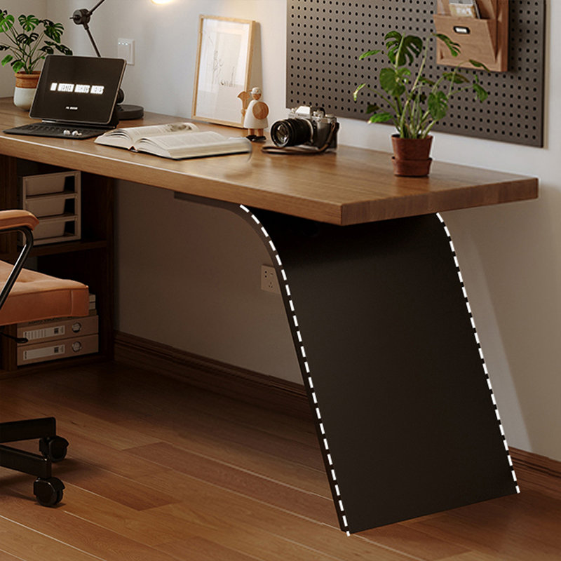 Bureau en fer massif en forme de L brun noyer + noir, H 29,53 po x l 70,87 po x P 55,12 po, Retour à gauche