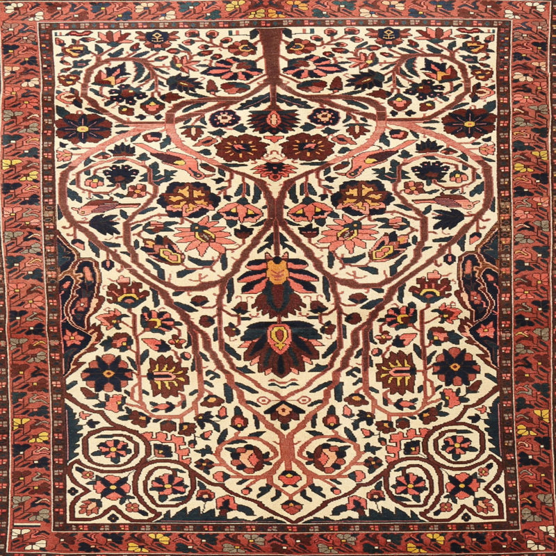 Brun oriental/beige/noir Tapis décoratif, Rond 7 pi