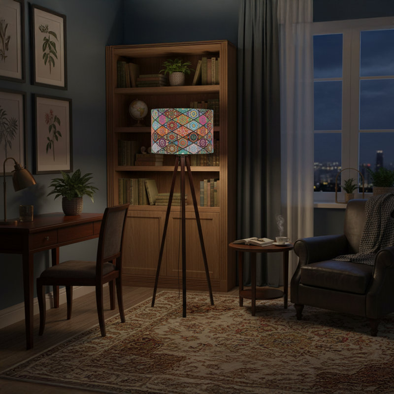 Kisa 57" Tripod Floor Lamp, Black, Multicolor