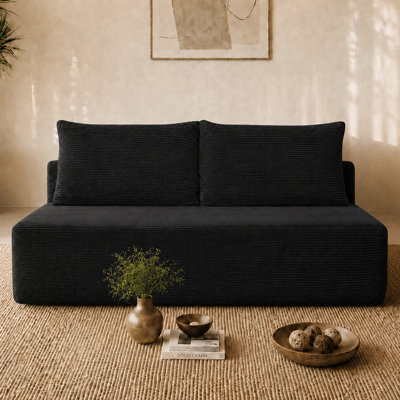 Nouveau - Canapé modulaire Cloud, méridienne en L avec méridienne en forme de R avec assise profonde et confortable canapé 2 places pour le salon moderne (tissu velours côtelé), noir
