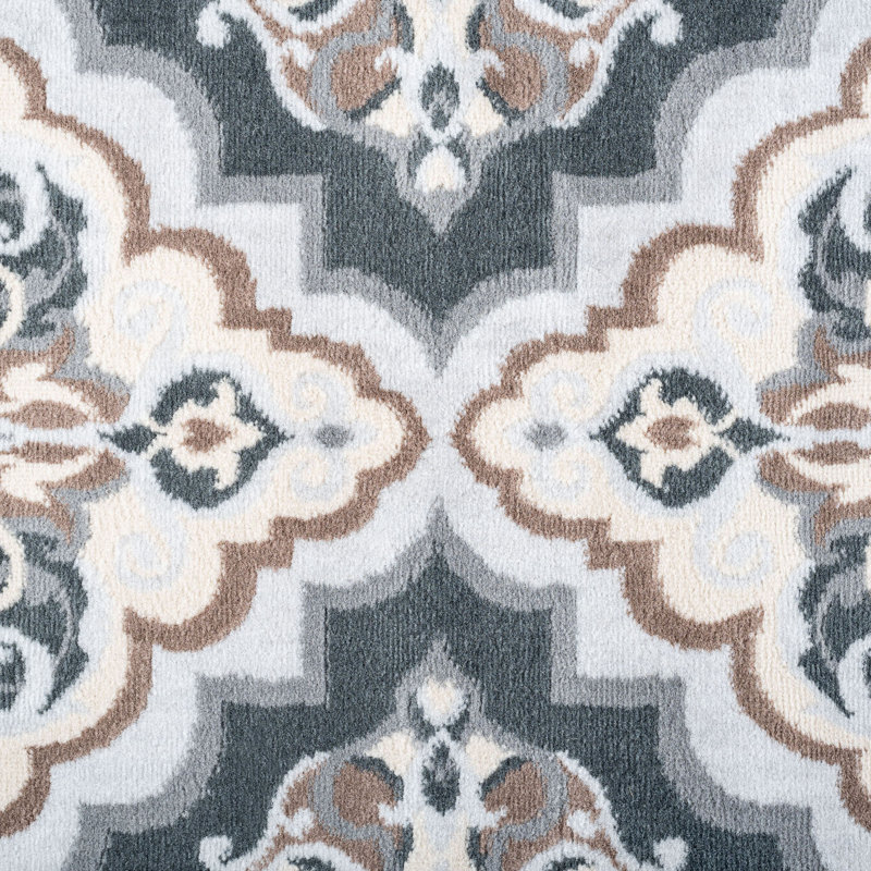 Tapis gris tissé à la machine Tinsman, Ovale 5 pi 3 po x 7 pi 3 po