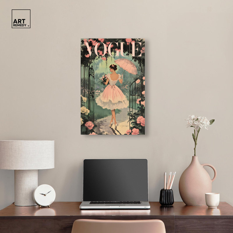 «Garden Parasol Stroll Cover», reproduction d'art sur toile par Glam Art Prints, Toile tendue avec châssis, H 24 po x l 16 po