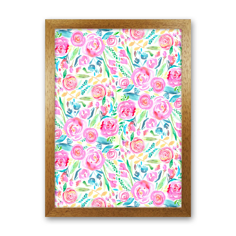 Spring Days Pink - Print, Brown Framed, 88cm H x 64cm W x 3cm D