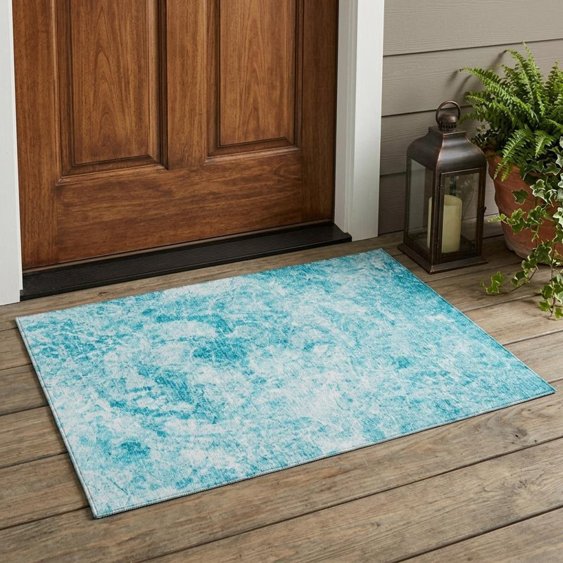 Tapis extérieur lavable antidérapant 3 pi x 5 pi bleu sarcelle