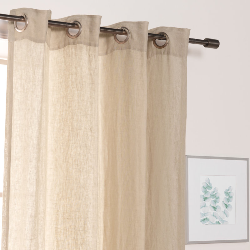 Blakney Linen Semi Sheer Single Curtain Panel, Natural, 52" W x 96" L
