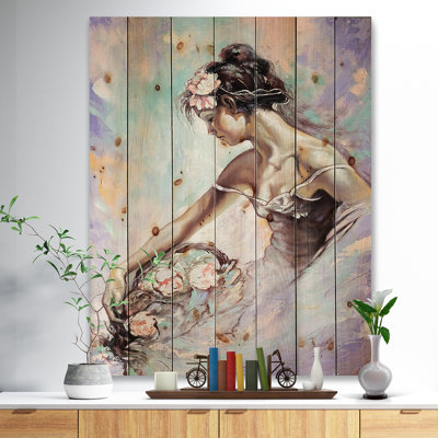 " Girl With Flower Bouquet "