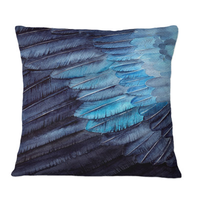 Fragment d'une aile d'oiseau bleu - Coussin décoratif à imprimé traditionnel