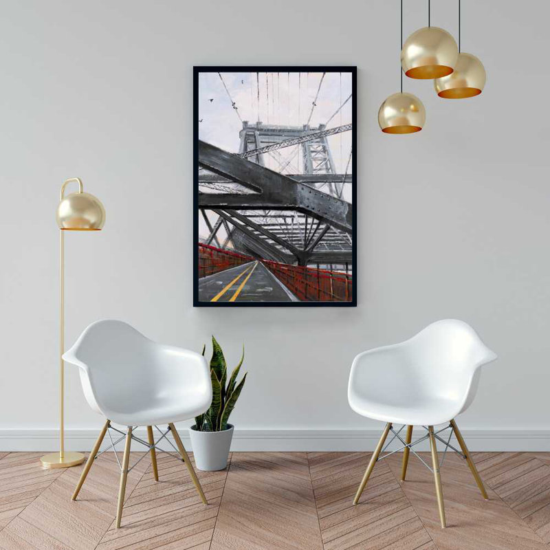 Bridge Architecture - Contemporary Gray Framed Canvas Art
