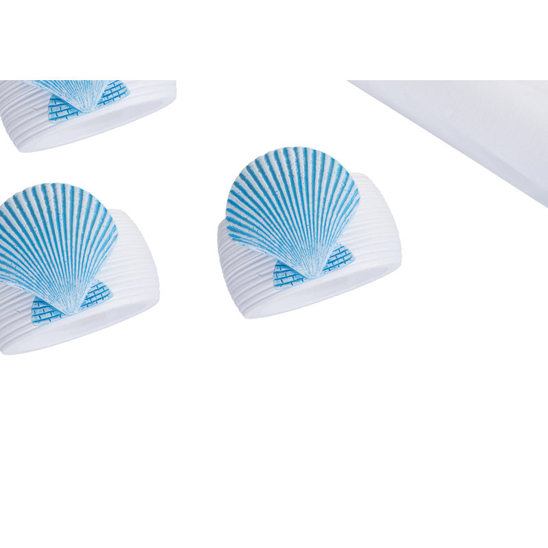 Blue Sea Shell Napkin Ring S/4