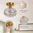 Gold Semi Flush Mount Ceiling Light with Stained Hammered Glass Shade