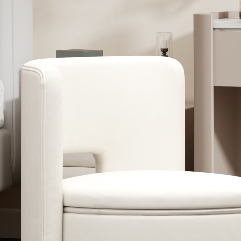 Chaise pivotante rembourrée à 360 degrés avec fonction de rangement, Similicuir beige