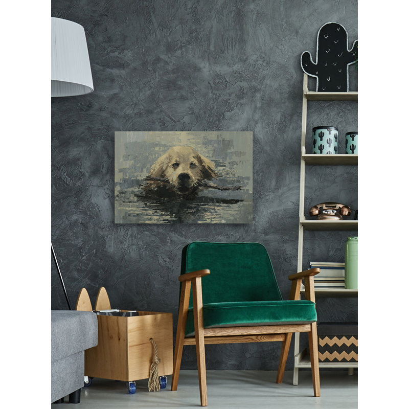 « obedient dog », reproduction sur toile tendue, H 8 po x l 12 po x P 1,5 po