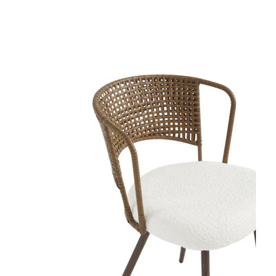 Wicker dining chairs - 4-piece set - Farmhouse soft padded cane back kitchen chair with sponge cushion,4pc