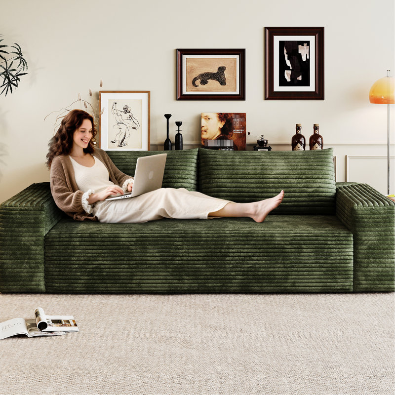 71 po. Velours côtelé confortable à 3 places, tissu doux pour la peau, mousse haute densité, sans assemblage, conception ergonomique pour un coin détente, et confortable, éponge, idéal pour une conférence, confortable